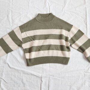 H&M Khaki Green striped sweater - XXS
